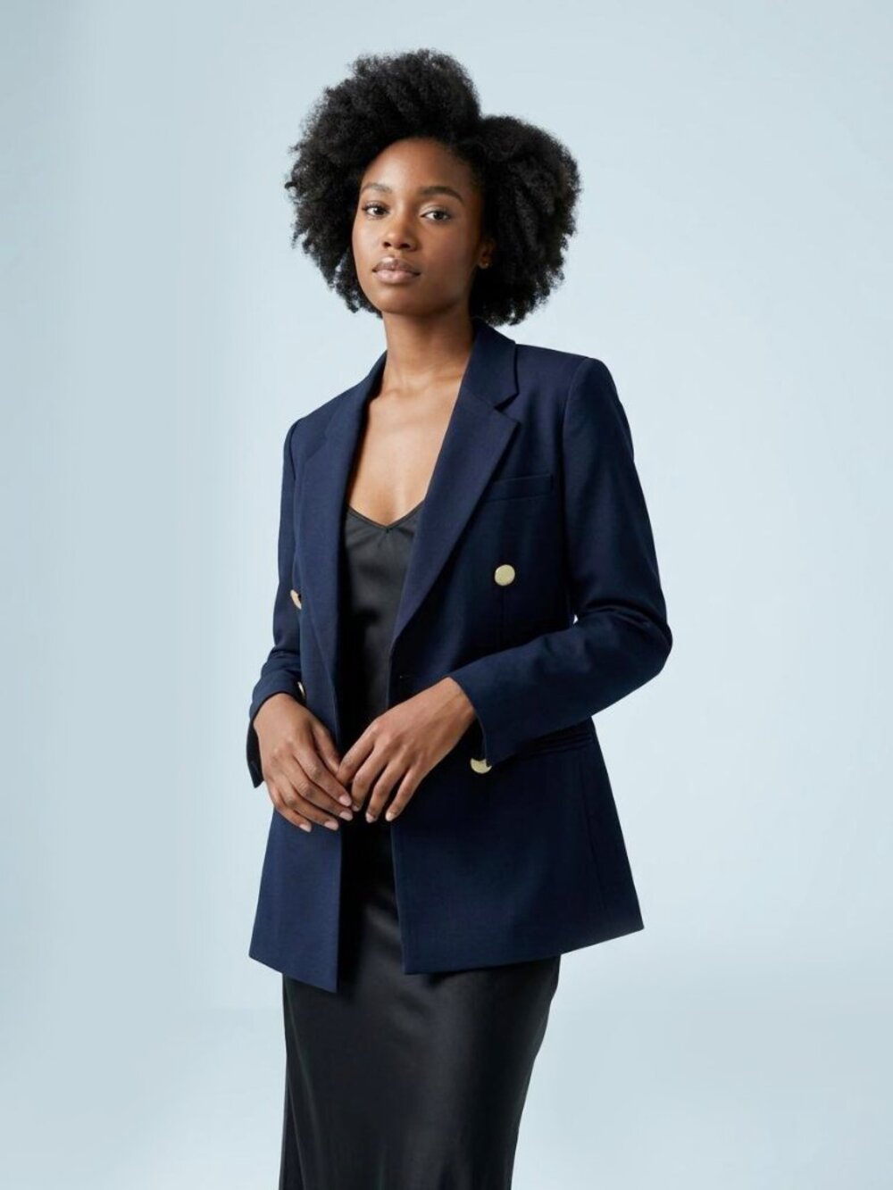 Stunning Zara Woman Studio Navy Blue Wool Blend Double Breasted Blazer - Small